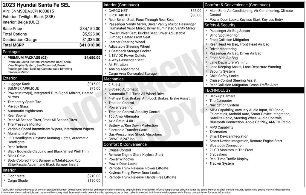 hyundai santa fe 2023 5NMS3DAJ0PH603815 image hyundai santa fe 2023 5NMS3DAJ0PH603815 image